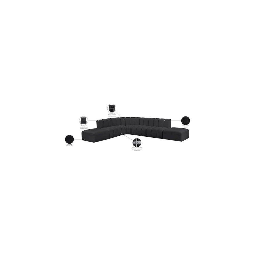 Arc Black Vegan Leather Modular Sofa