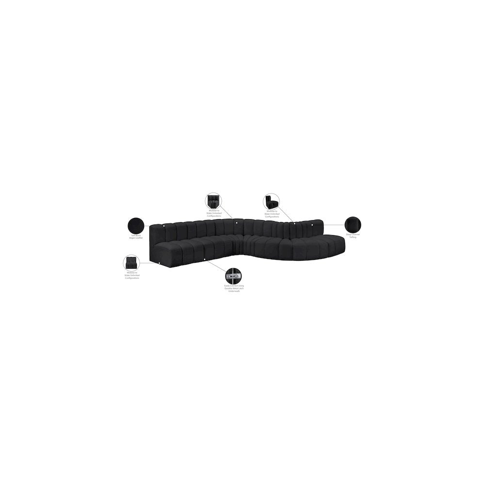 Arc Black Vegan Leather Modular Sofa