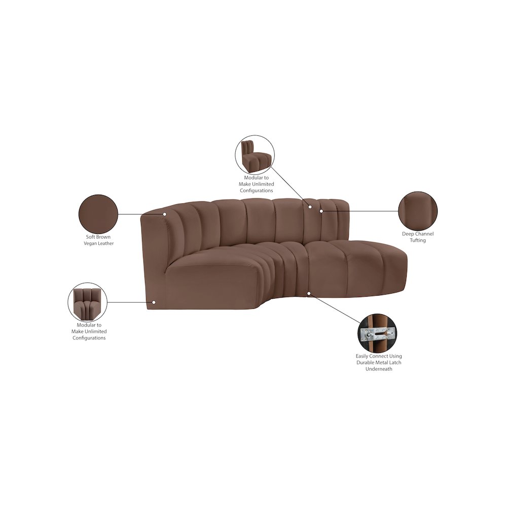 Arc Brown Vegan Leather Modular Sofa