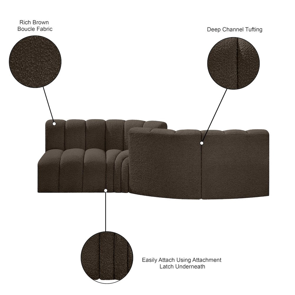 Arc Brown Boucle Fabric Modular Sofa