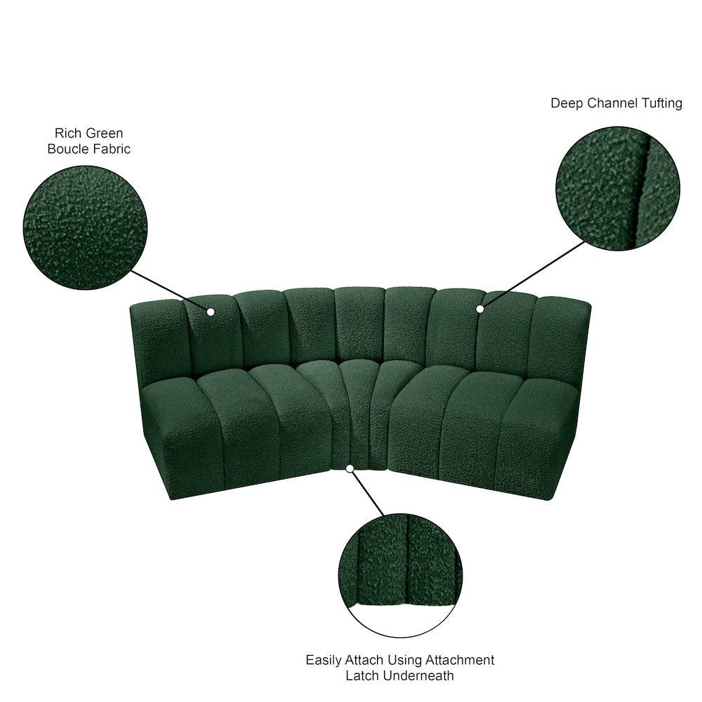 Arc Green Boucle Fabric Modular Sofa