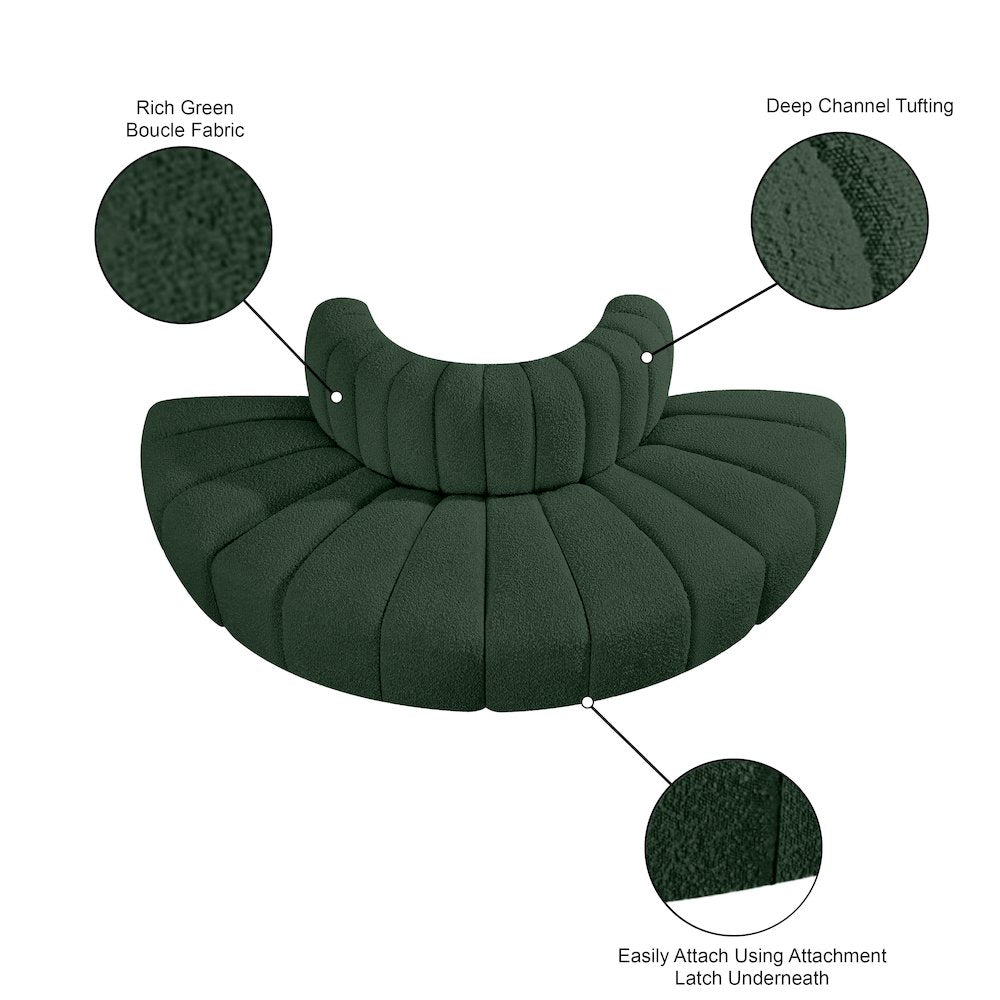 Arc Green Boucle Fabric Modular Sofa