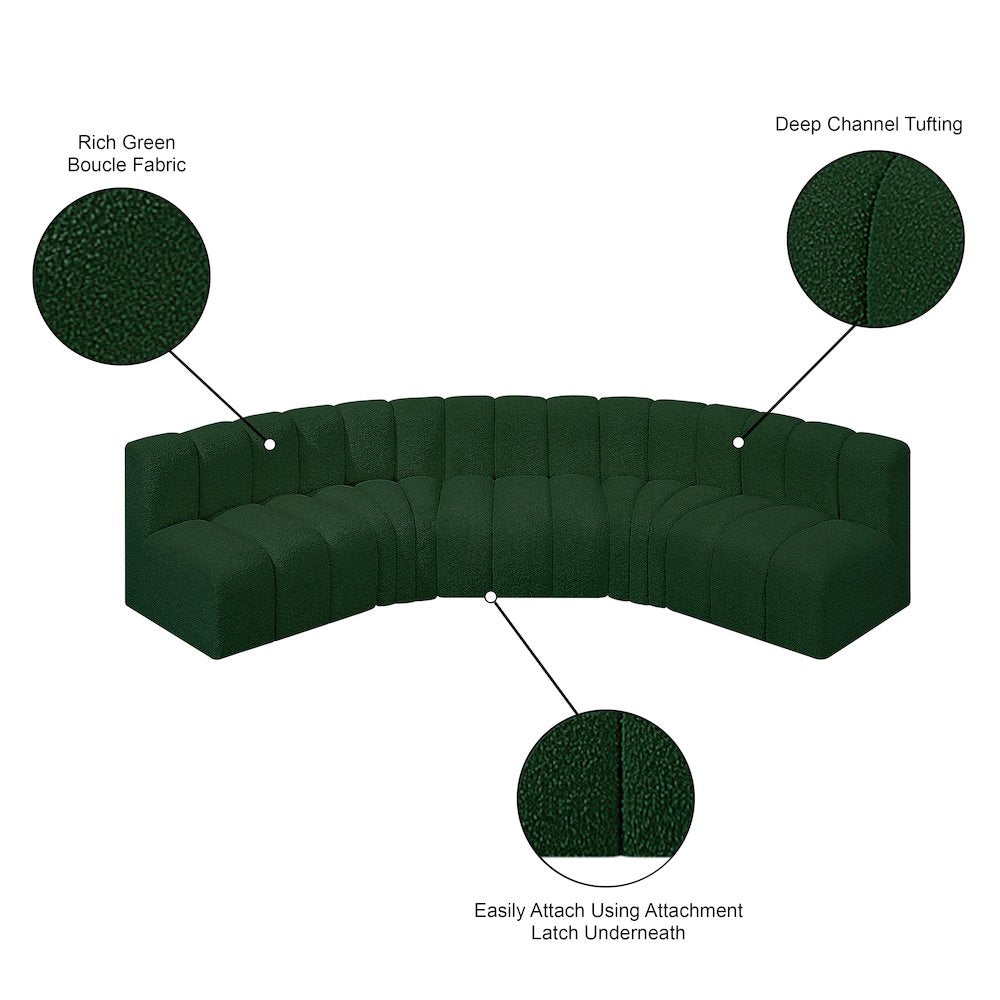 Arc Green Boucle Fabric Modular Sofa