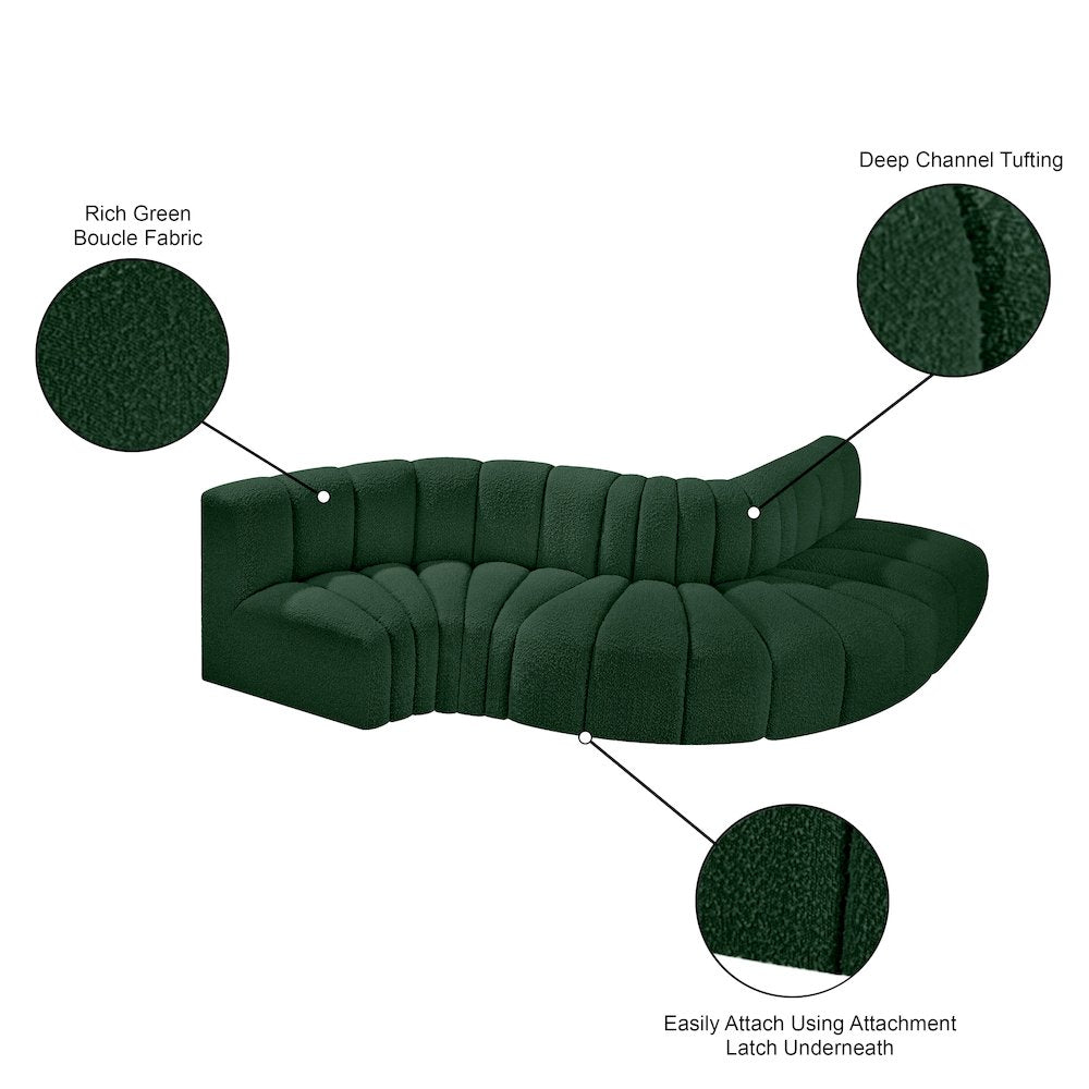 Arc Green Boucle Fabric Modular Sofa