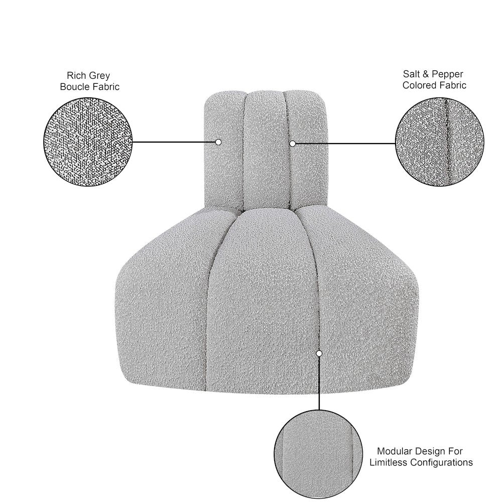 Arc Grey Boucle Fabric Reverse Corner