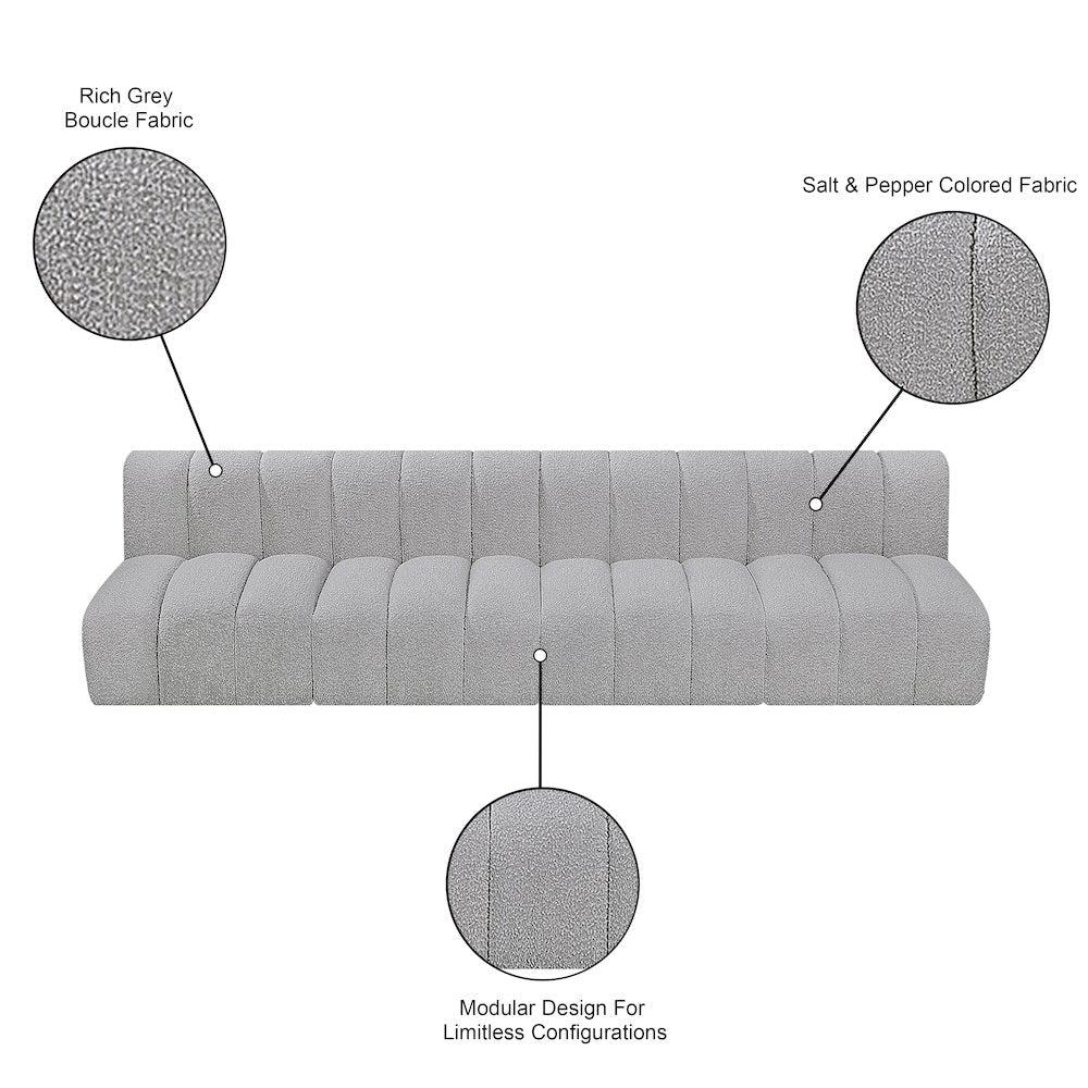 Arc Grey Boucle Fabric Modular Sofa
