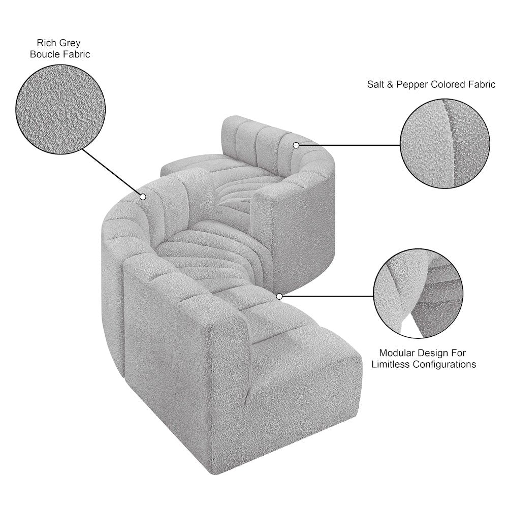Arc Grey Boucle Fabric Modular Sofa