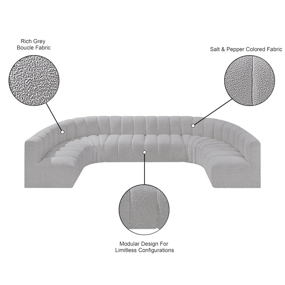 Arc Grey Boucle Fabric Modular Sofa