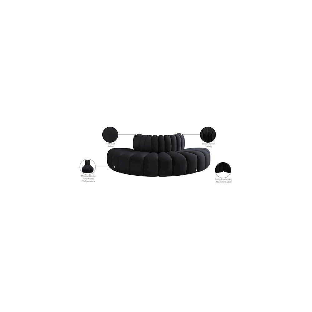 Arc Black Velvet Modular Sofa