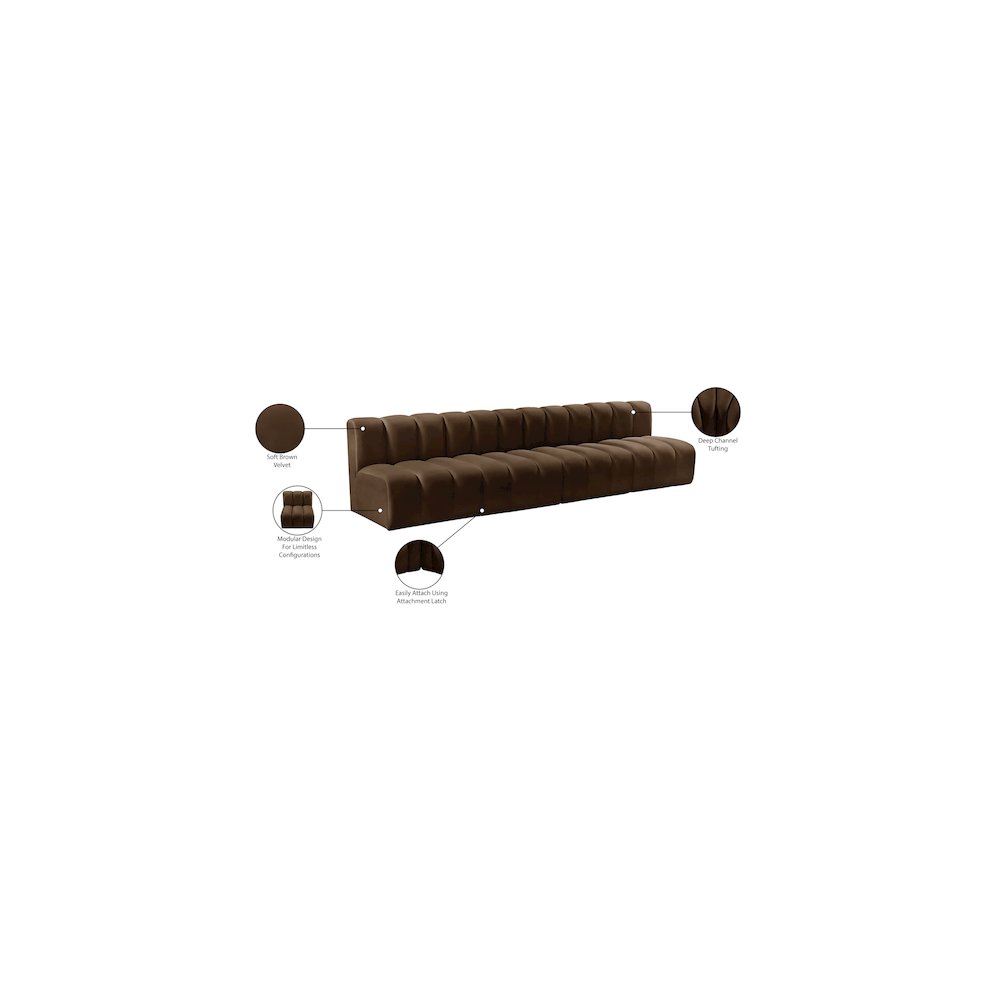 Arc Brown Velvet Modular Sofa