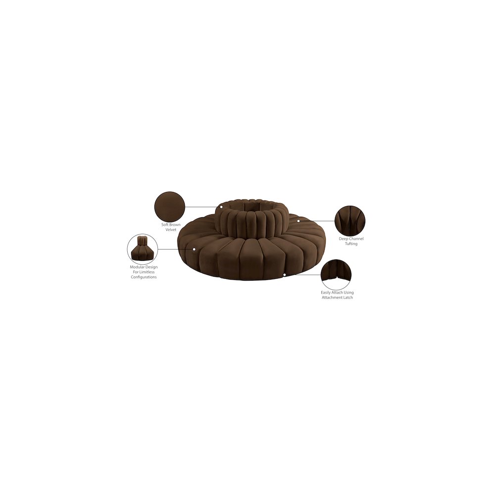 Arc Brown Velvet Modular Sofa