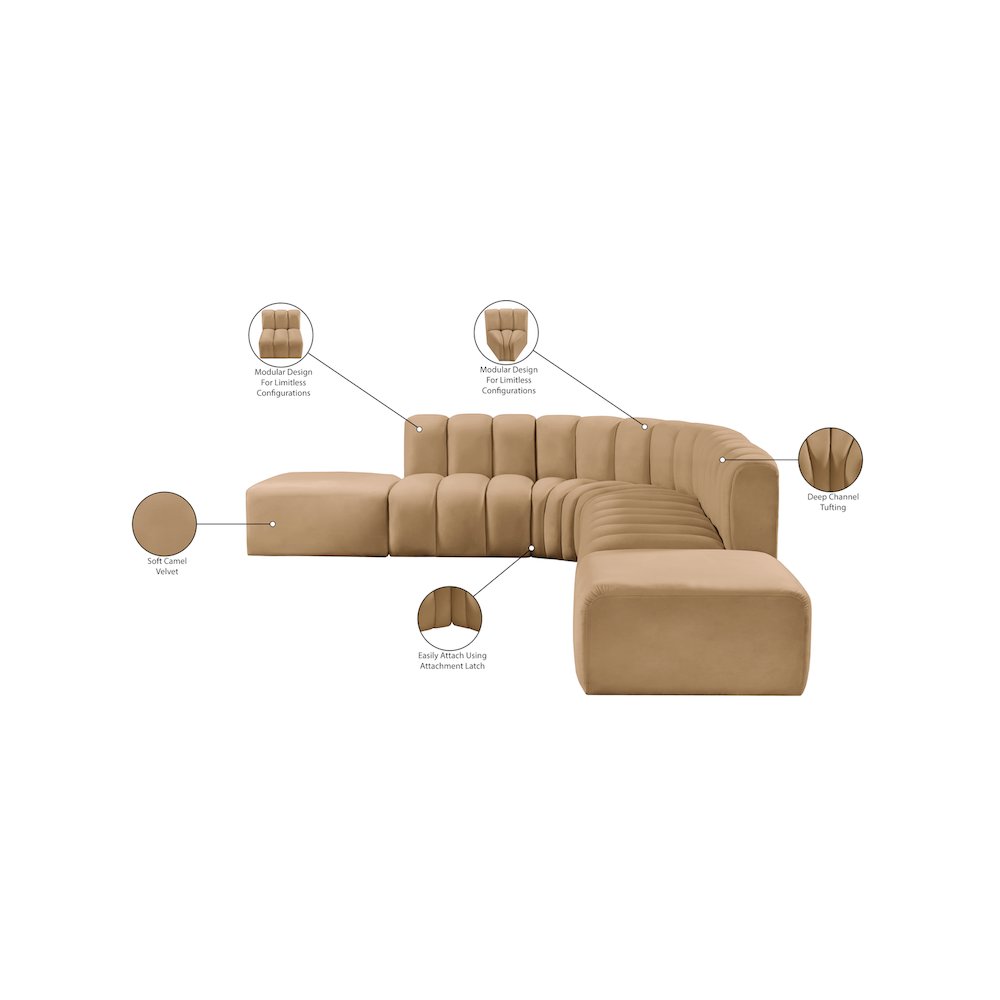 Arc Camel Velvet Modular Sofa