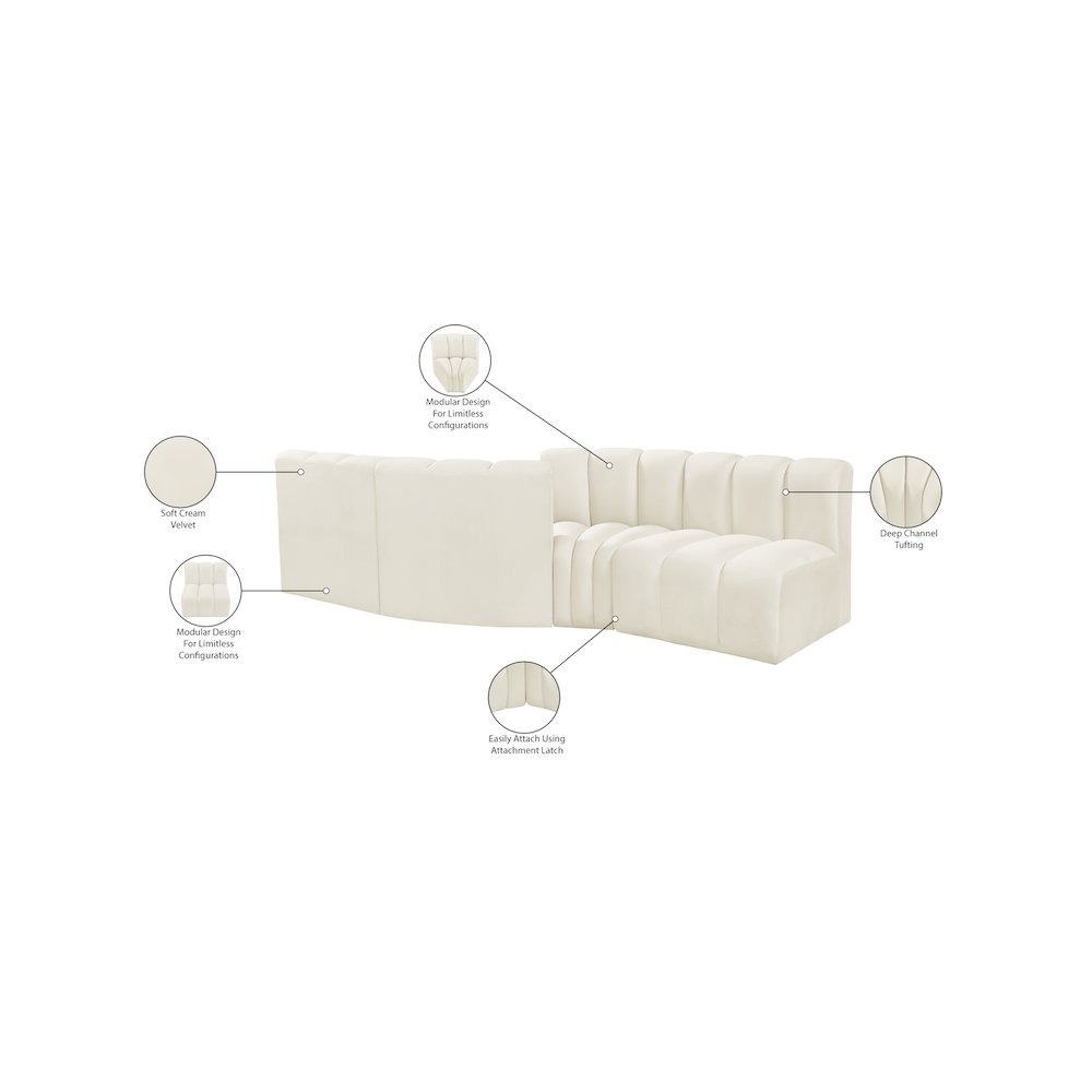 Arc Cream Velvet Modular Sofa