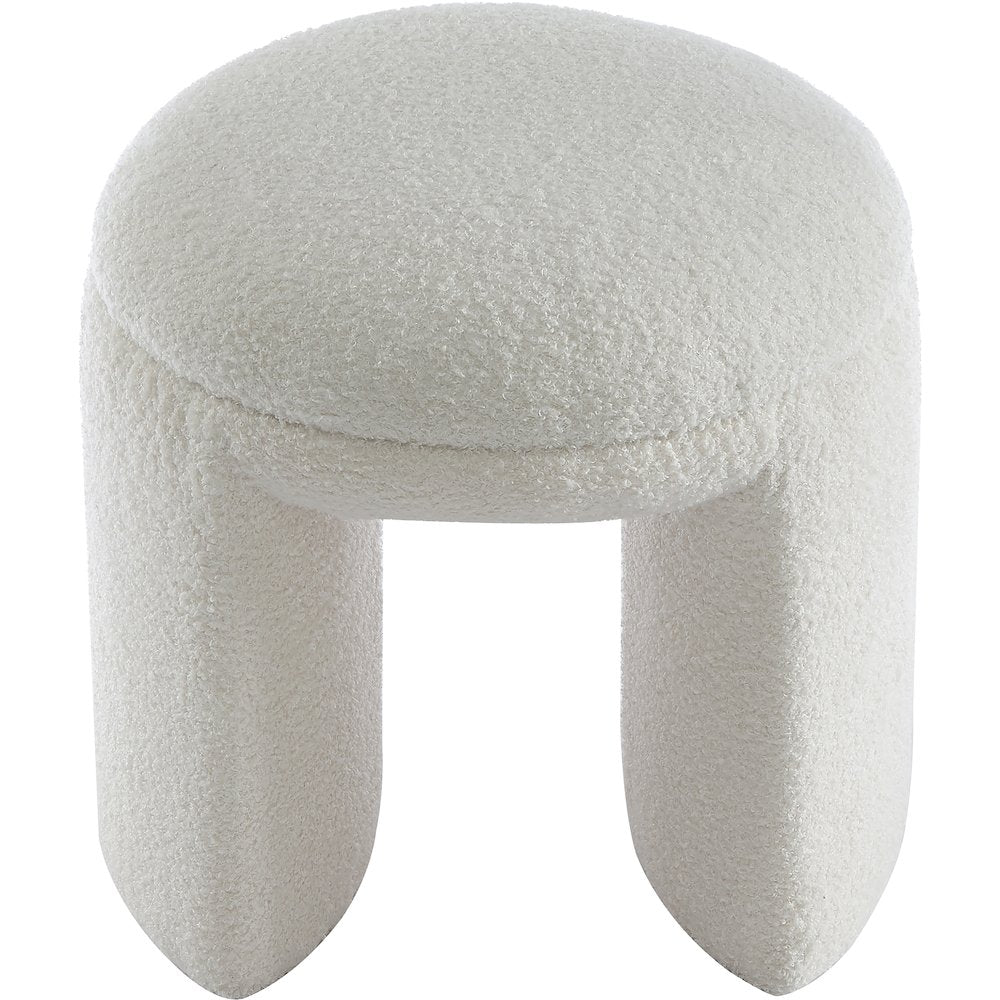 Bowen Cream Faux Shearling Teddy Fabric Ottoman/Stool