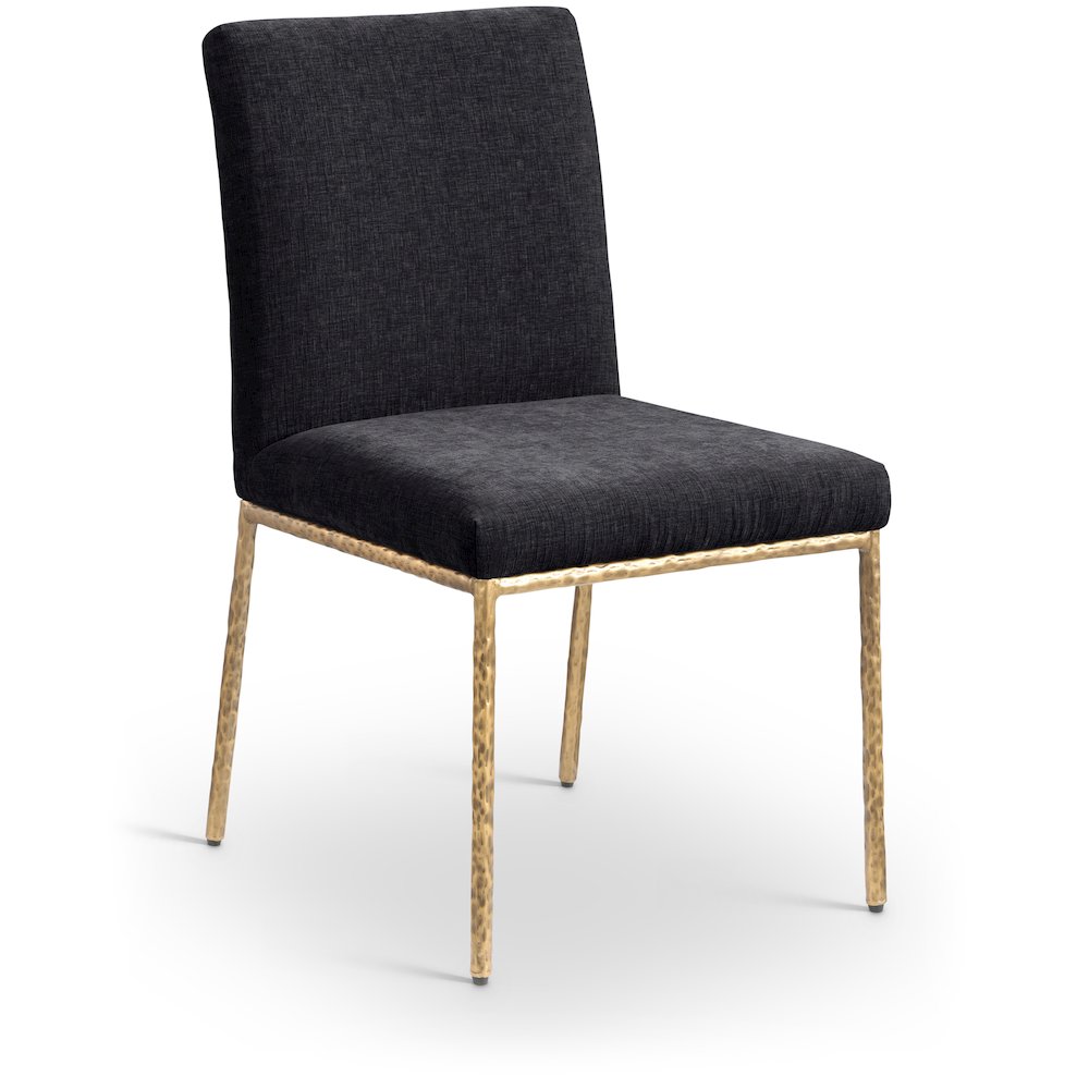 Reeves Black Chenille Fabric Upholstered Dining Side Chair, Set of 2