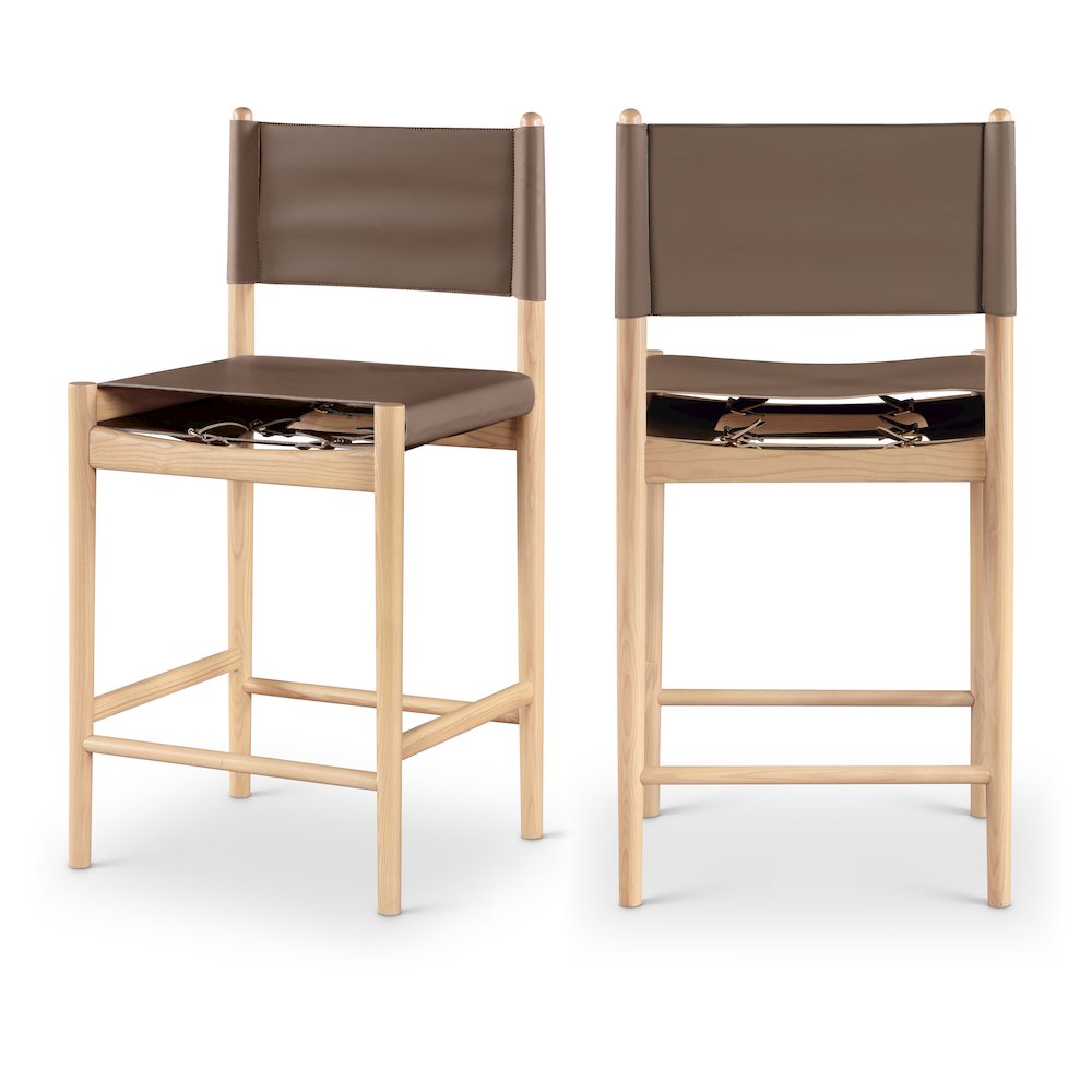Rawlins Brown Vegan Leather Upholstered Counter Stool