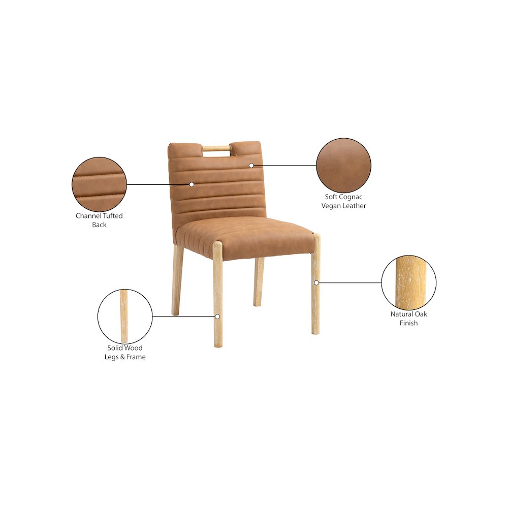 Aimee Cognac Vegan Leather Dining Side Chair, Set of 2