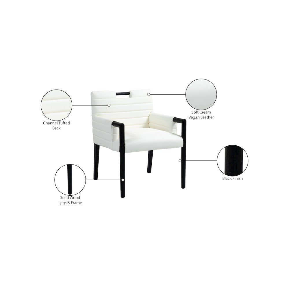 Aimee Cream Vegan Leather Dining Arm Chair