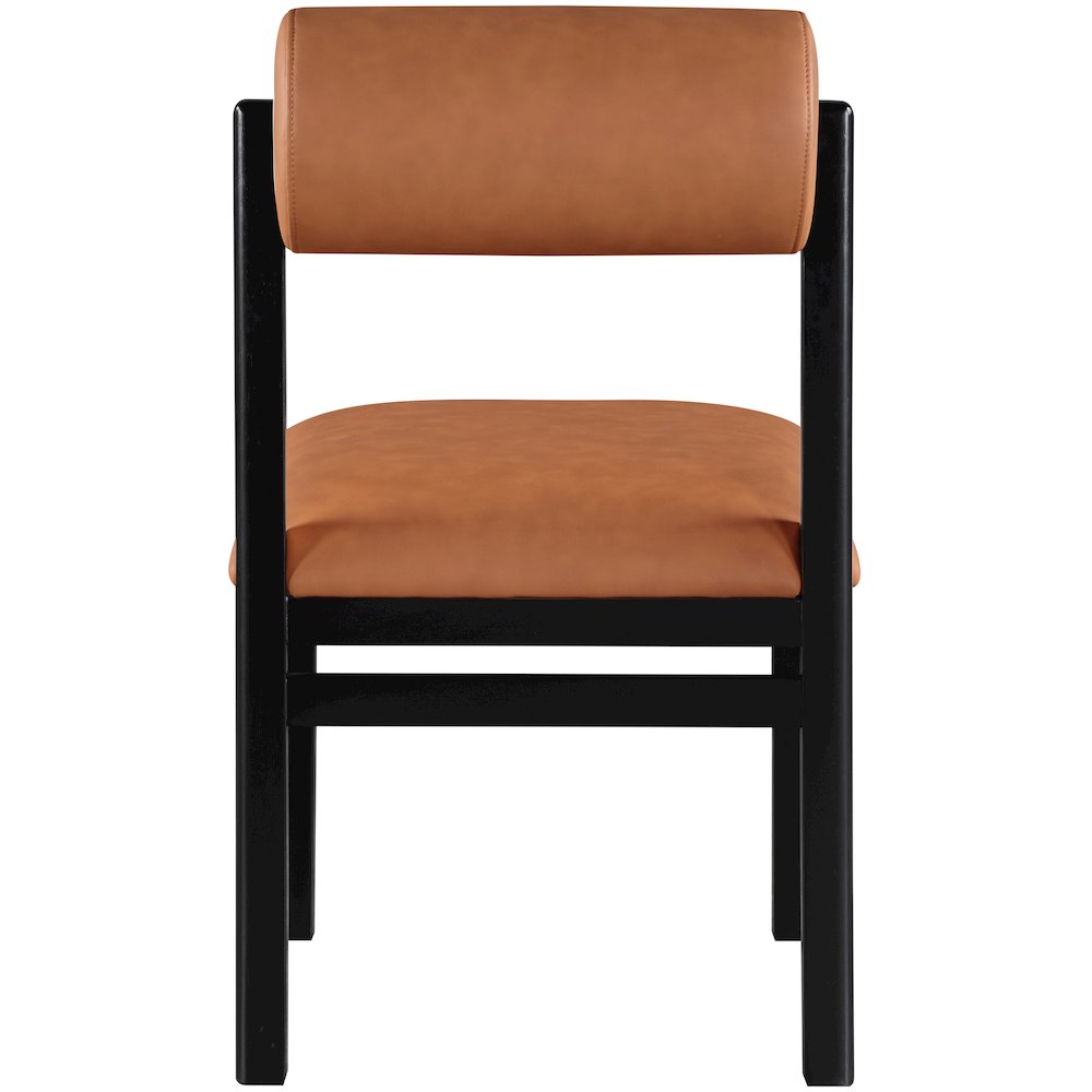 Roundhill Cognac Vegan Leather Upholstered Dining Chair, Set of 2