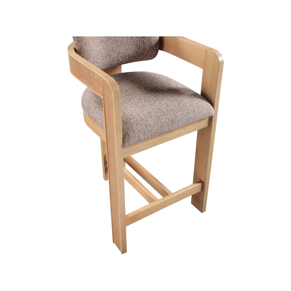 Sacha Brown Linen Textured Fabric Stool