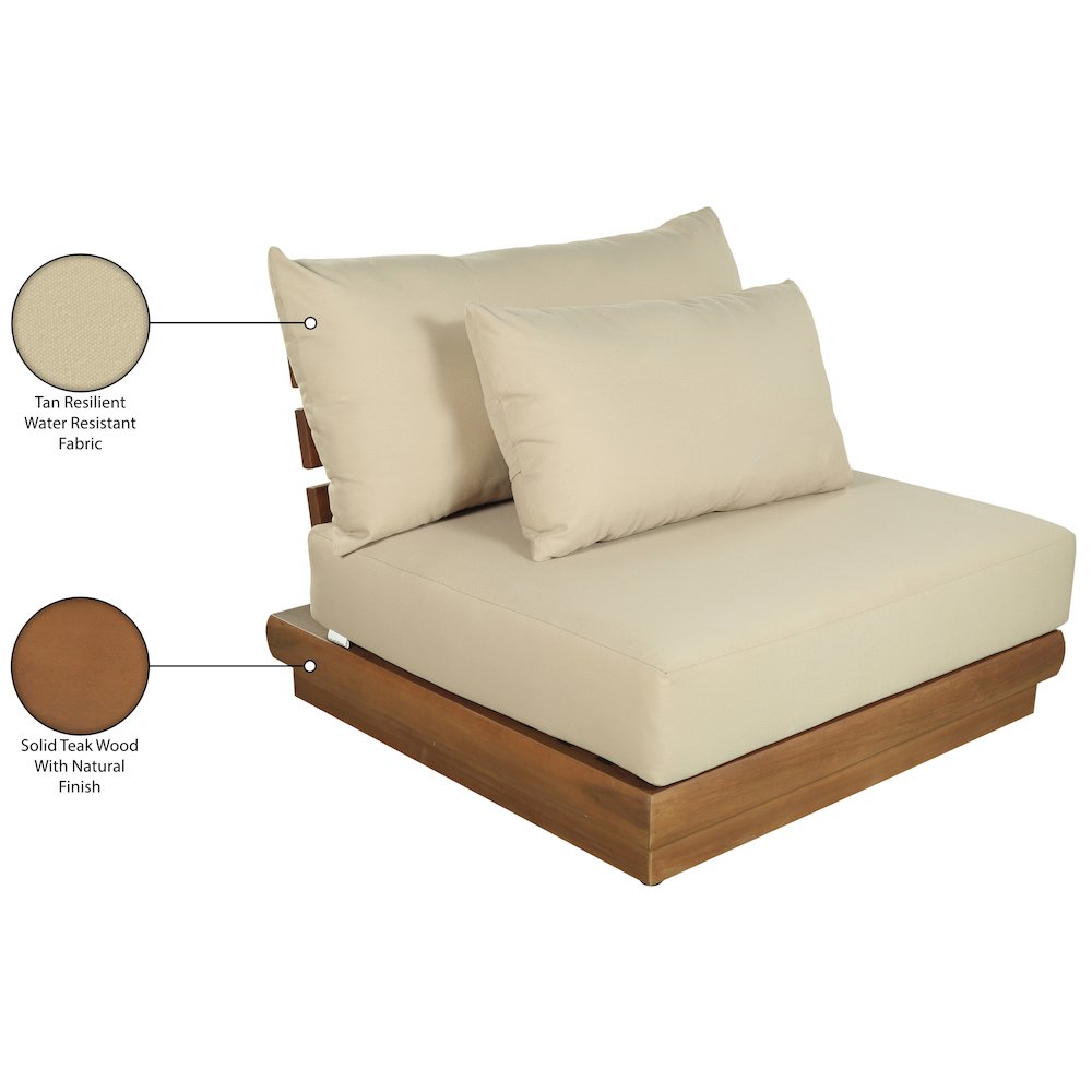 Mirella Tan Water Resistant Fabric Patio Armless Chair