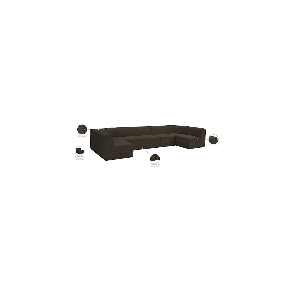 Ollie Brown Boucle Fabric Modular Sectional