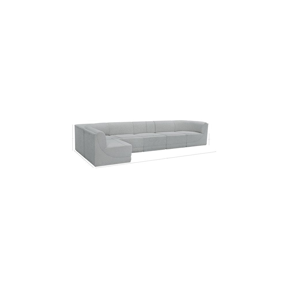 Ollie Grey Boucle Fabric Modular Sectional