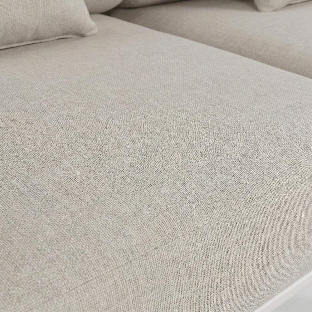 Beige Water-Resistant Fabric Outdoor Loveseat With Cushioned Seat