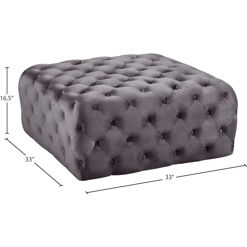 Ariel Grey Velvet Ottoman/Bench
