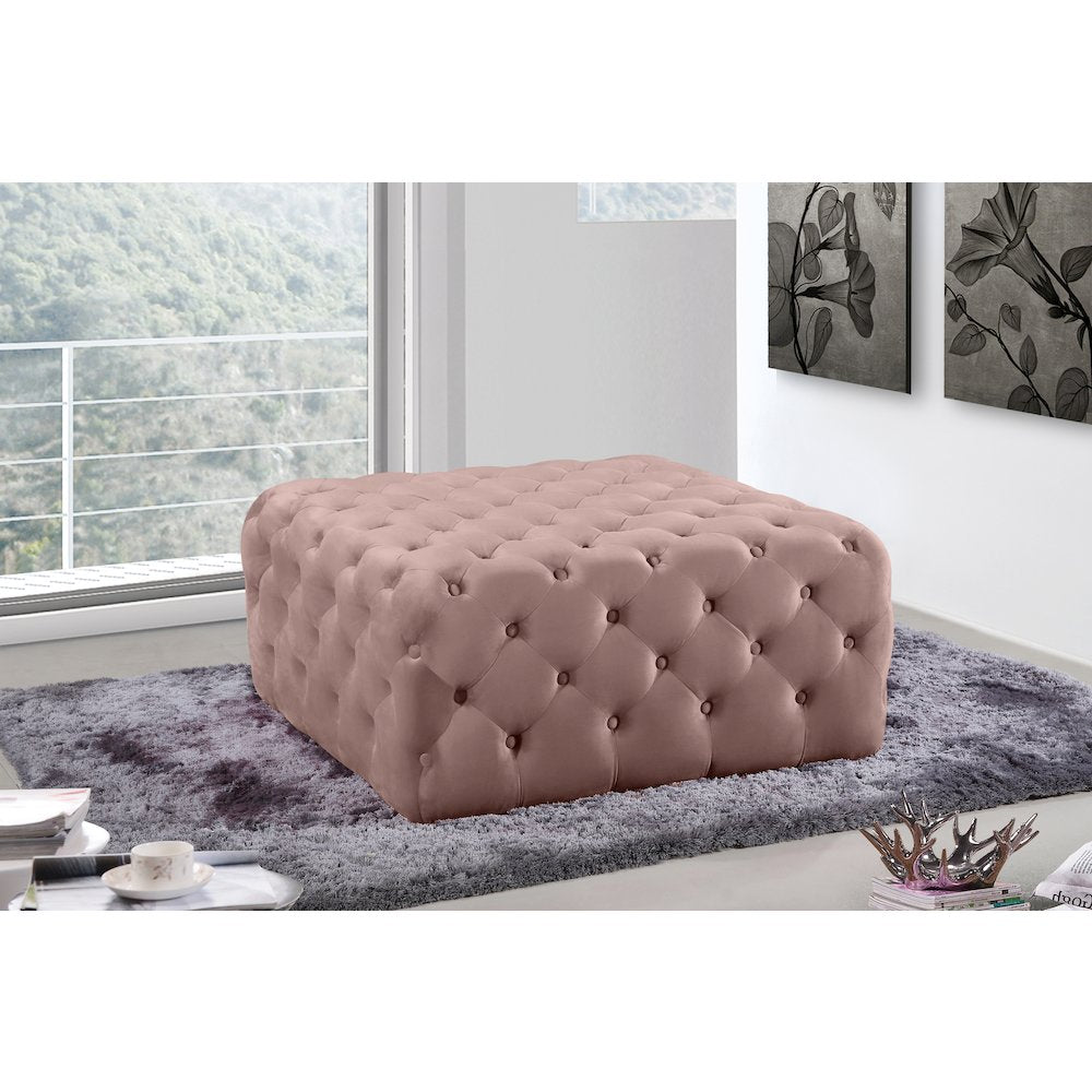 Ariel Pink Velvet Ottoman/Bench