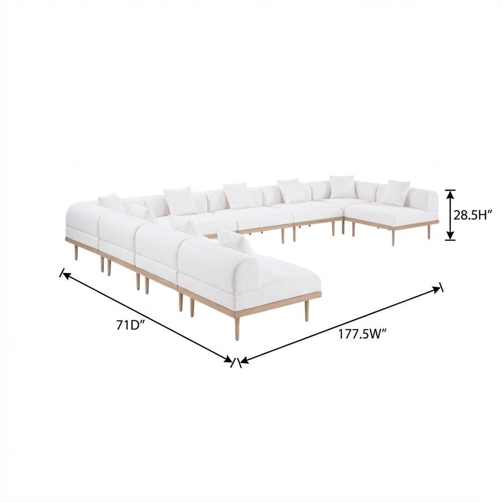 Cream Fabric Outdoor Modular Sectional With Cushions And Contemporary Style