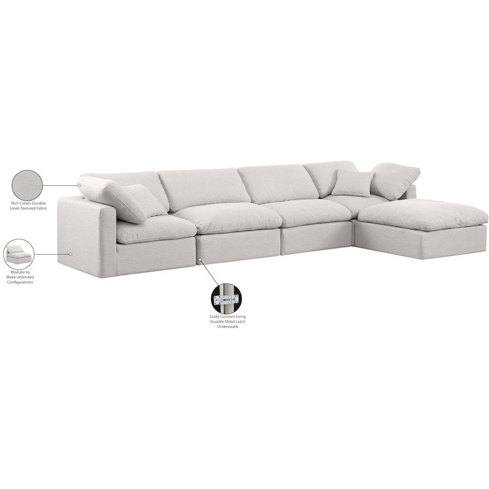 Indulge Cream Linen Textured Fabric Modular Sectional