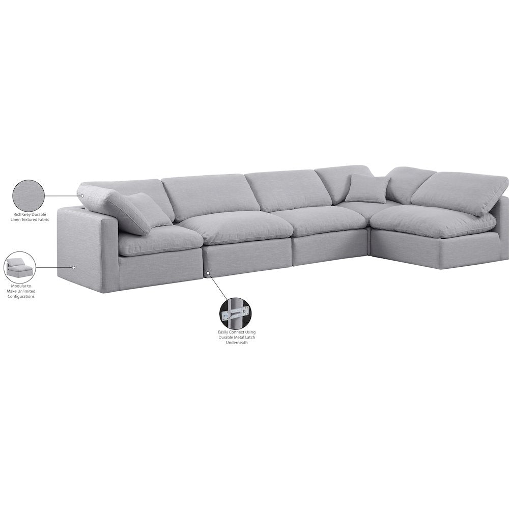 Indulge Grey Linen Textured Fabric Modular Sectional