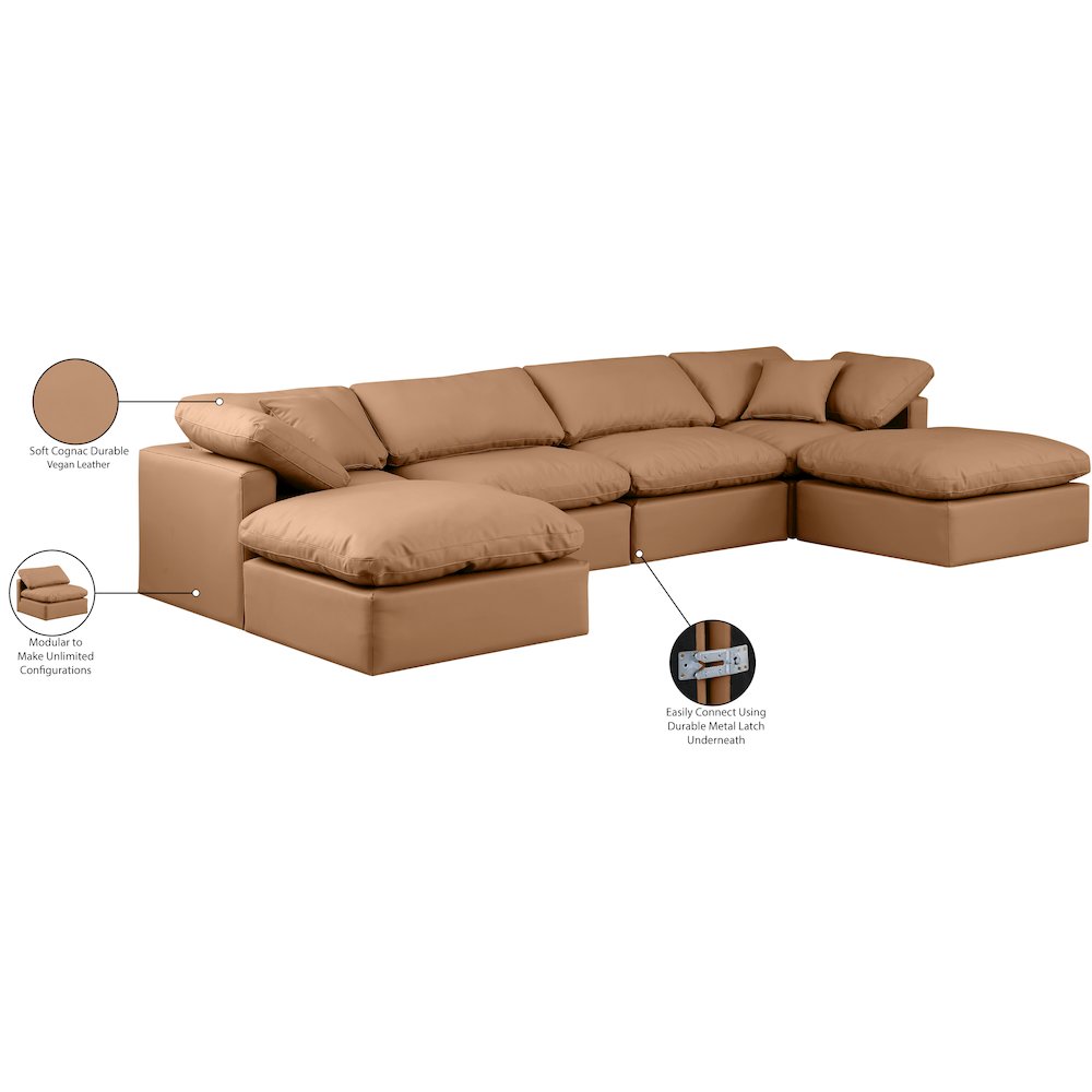 Indulge Cognac Vegan Leather Modular Sectional