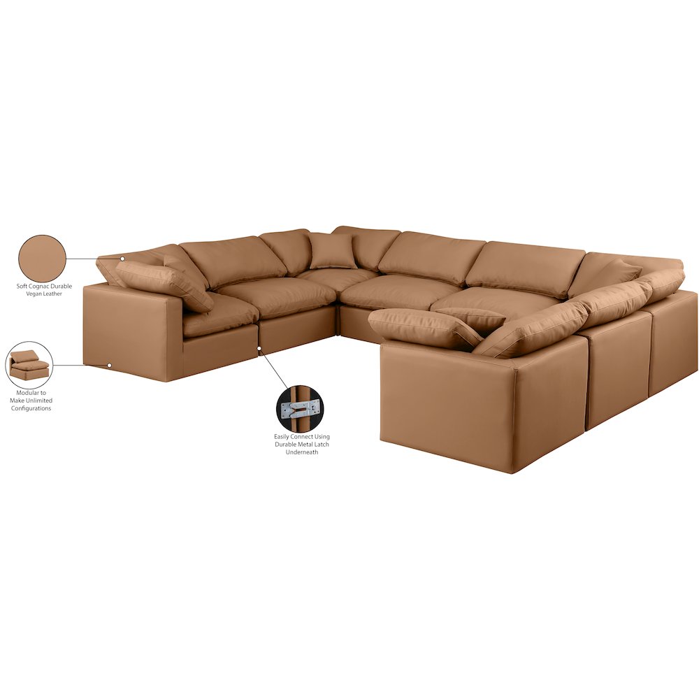 Indulge Cognac Vegan Leather Modular Sectional