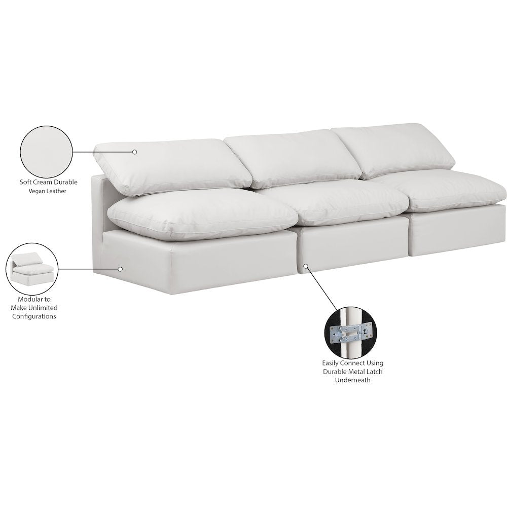 Indulge Cream Vegan Leather Modular Sofa