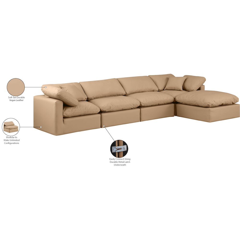 Indulge Tan Vegan Leather Modular Sectional