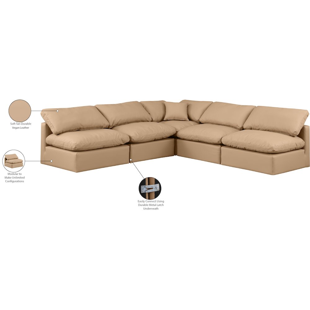 Indulge Tan Vegan Leather Modular Sectional