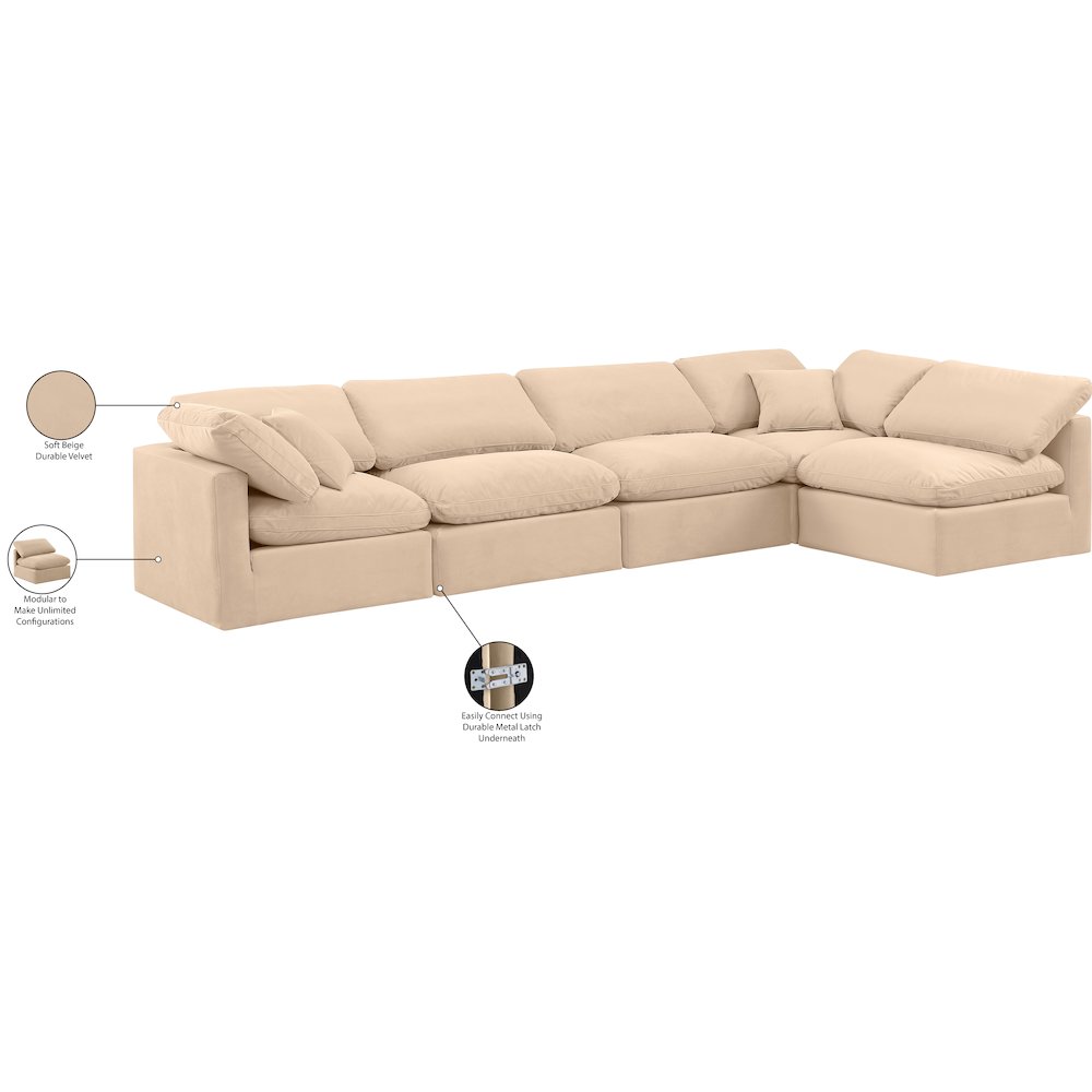 Indulge Beige Velvet Modular Sectional
