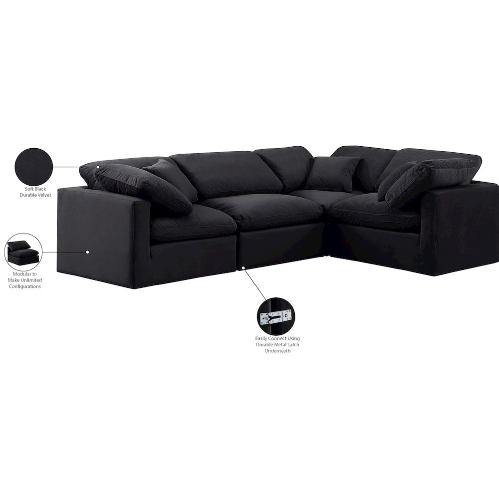 Indulge Black Velvet Modular Sectional
