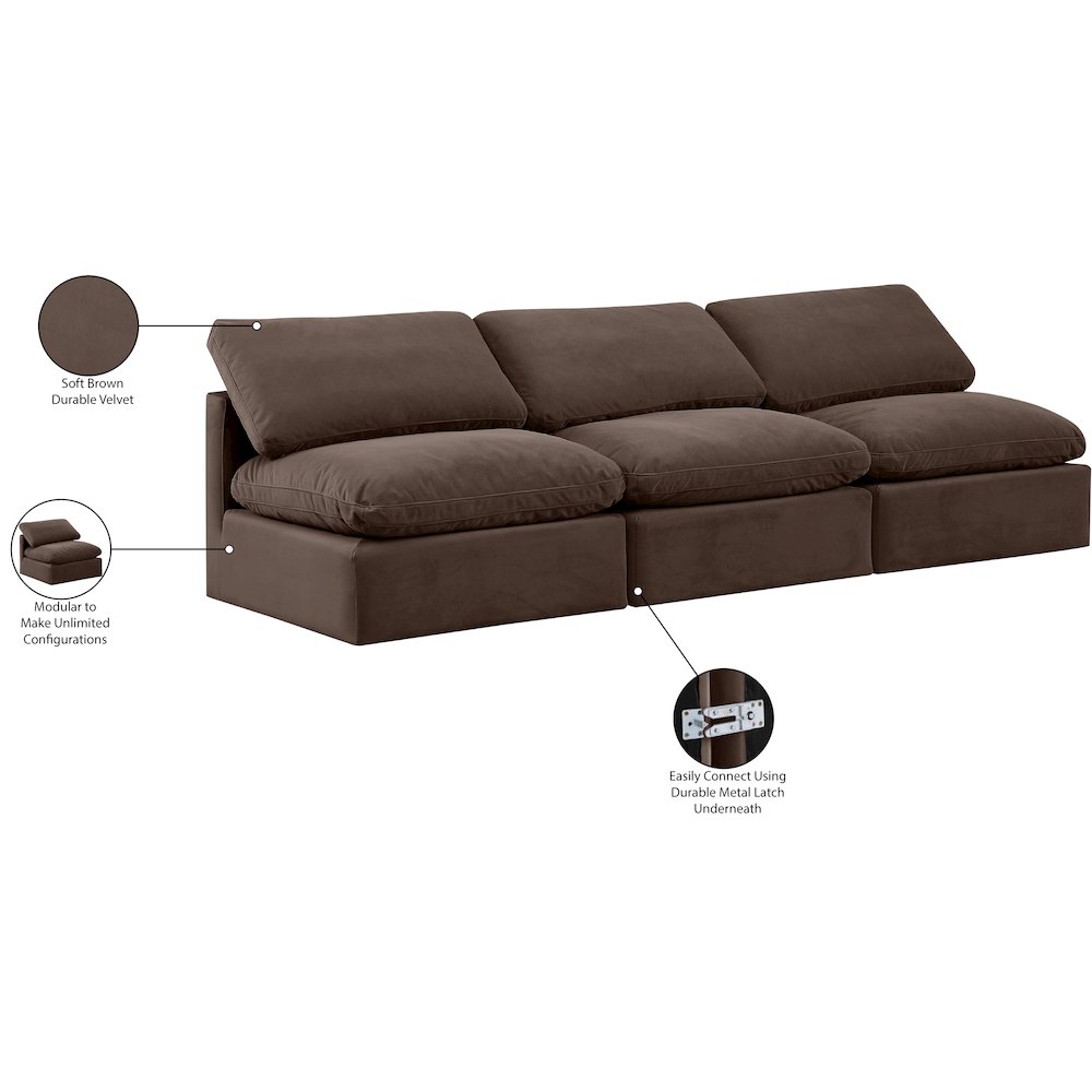 Indulge Brown Velvet Modular Sofa