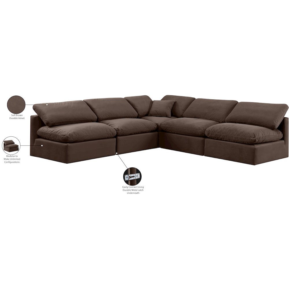 Indulge Brown Velvet Modular Sectional