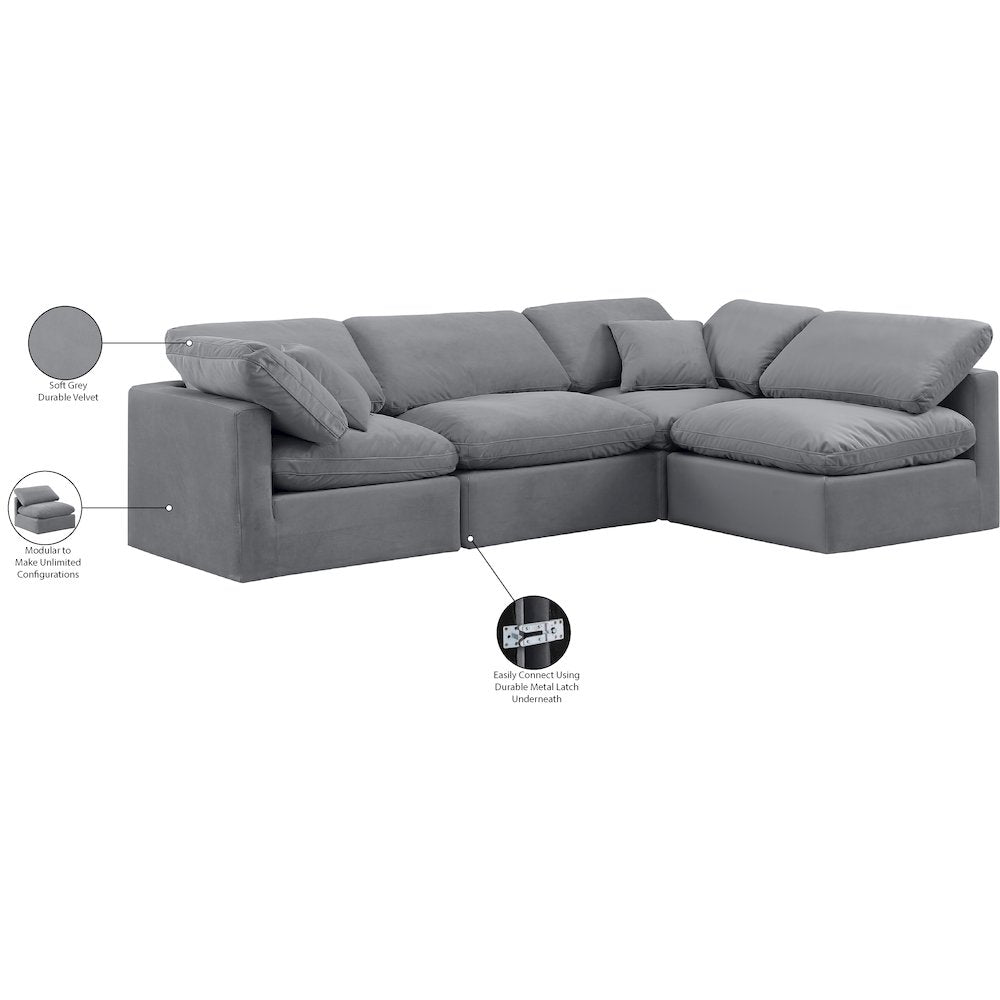 Indulge Grey Velvet Modular Sectional