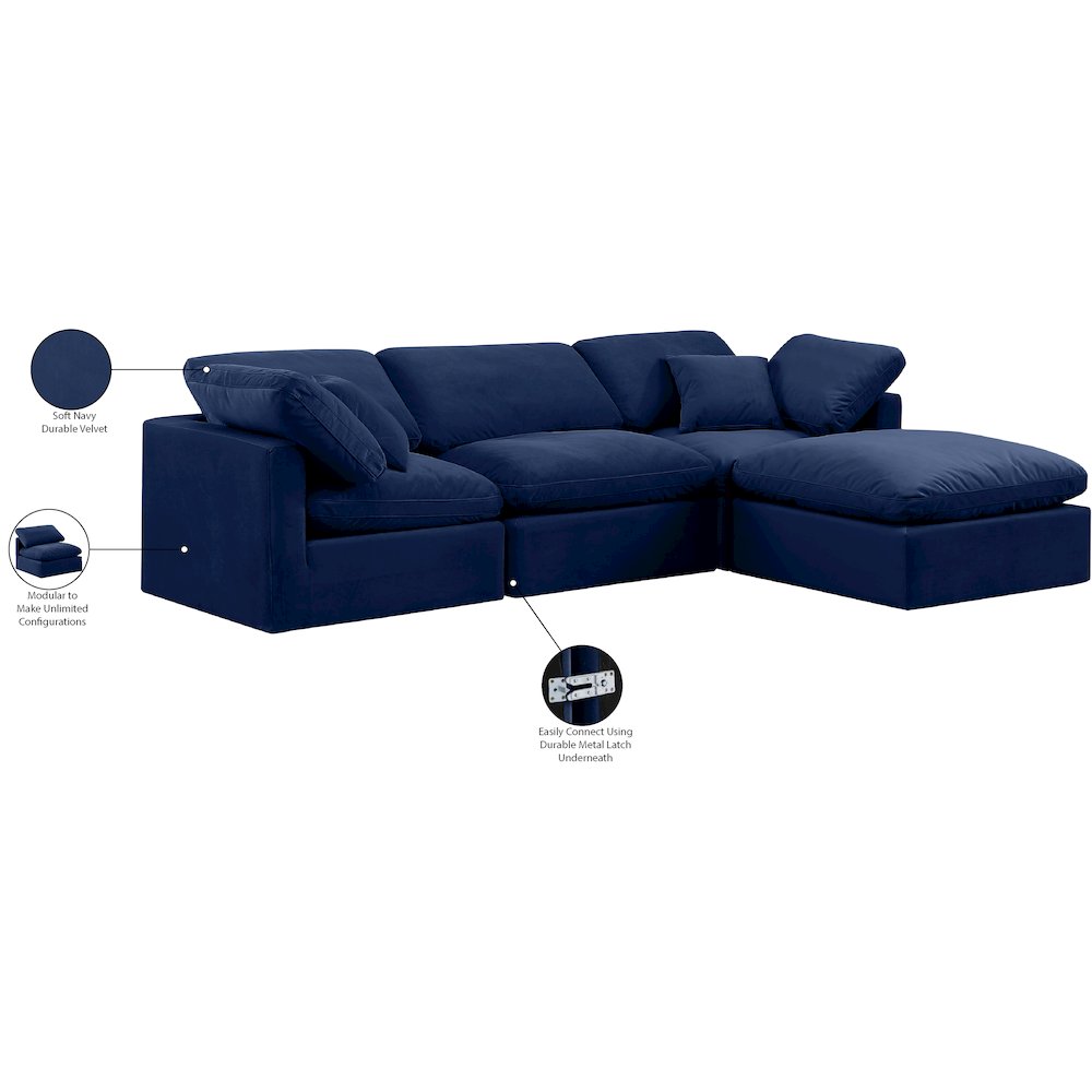 Indulge Navy Velvet Modular Sectional