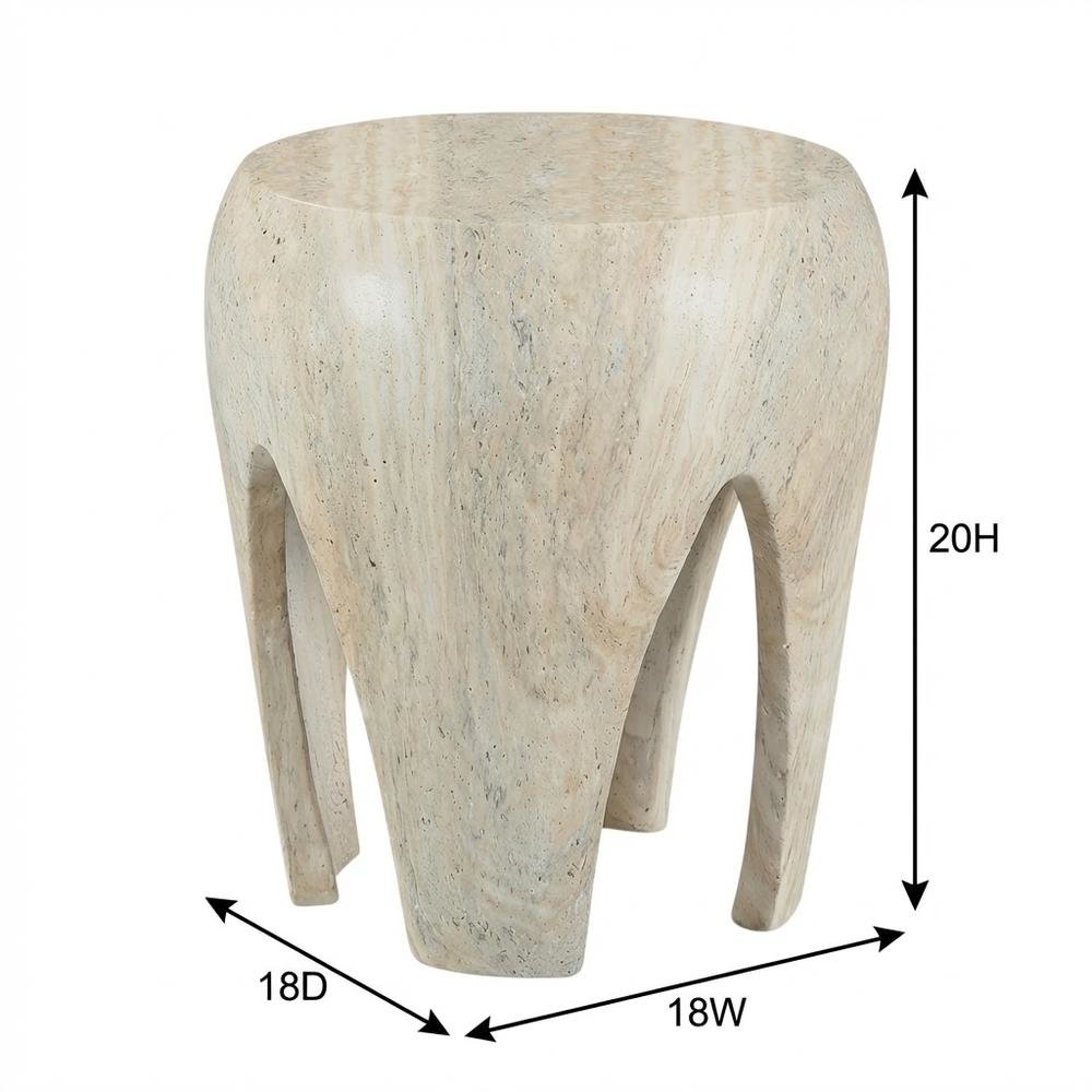 Concrete And Fiberglass Indoor/Outdoor Round End Table With Art Deco Style