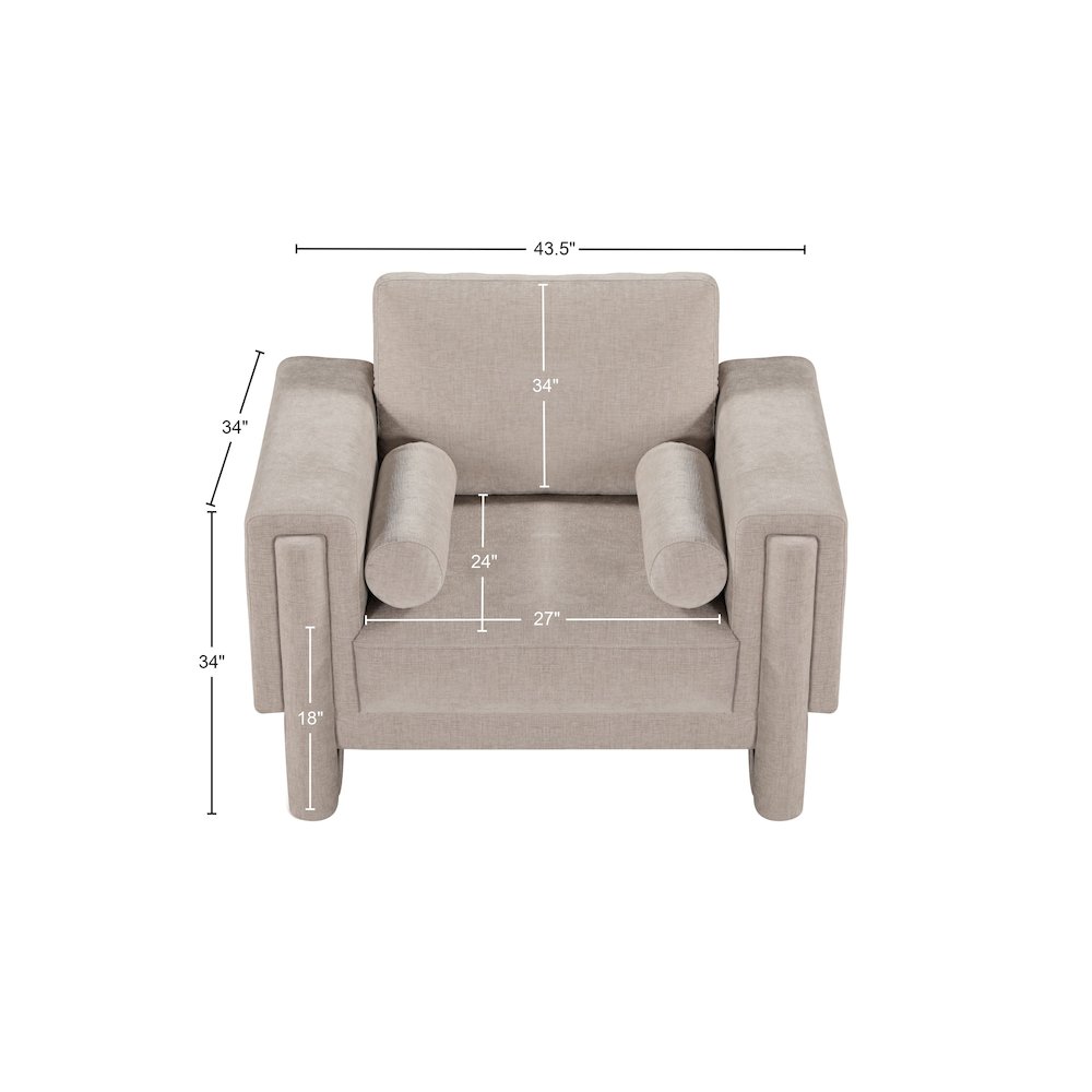 Madeline Beige Chenille Fabric Chair