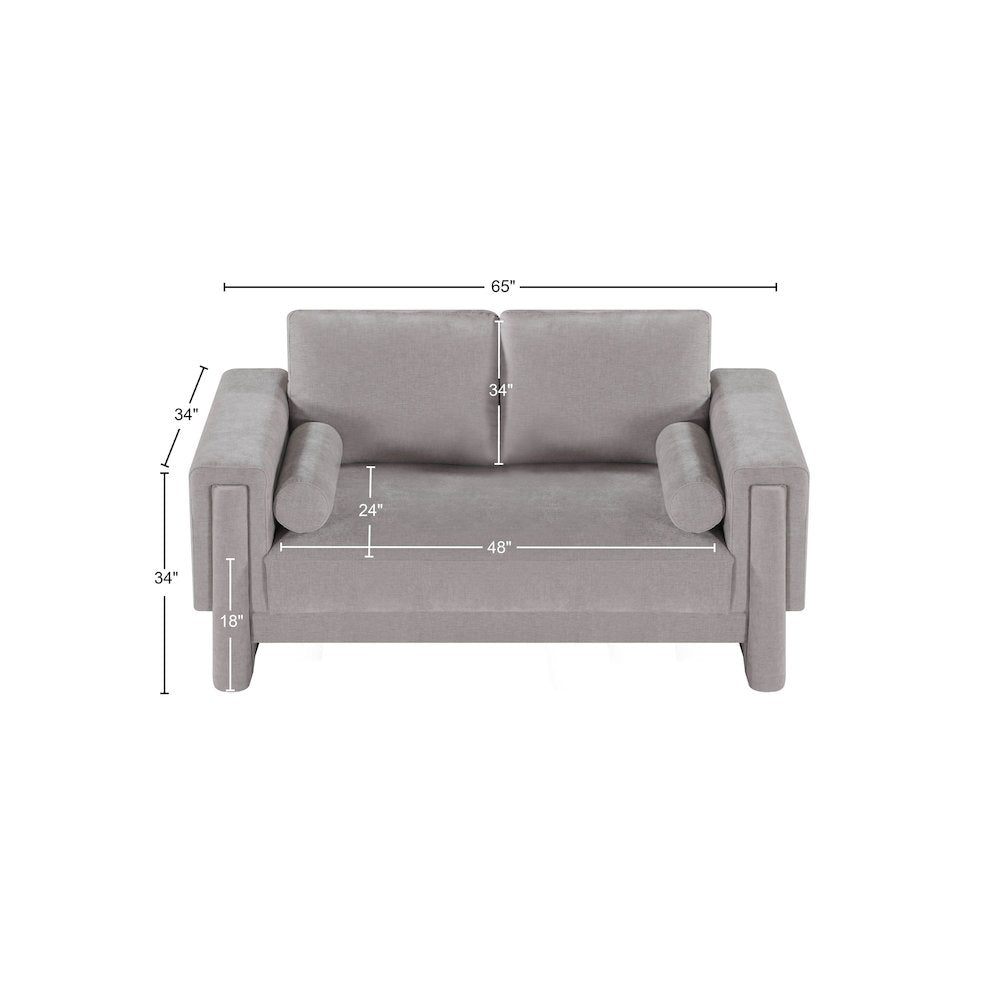 Madeline Grey Chenille Fabric Loveseat