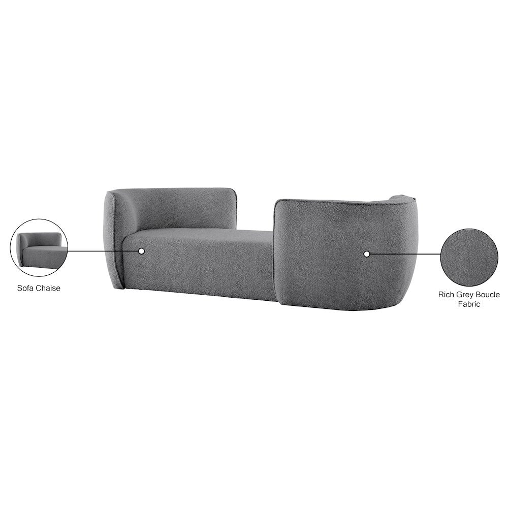 Hilton Grey Fabric Chaise
