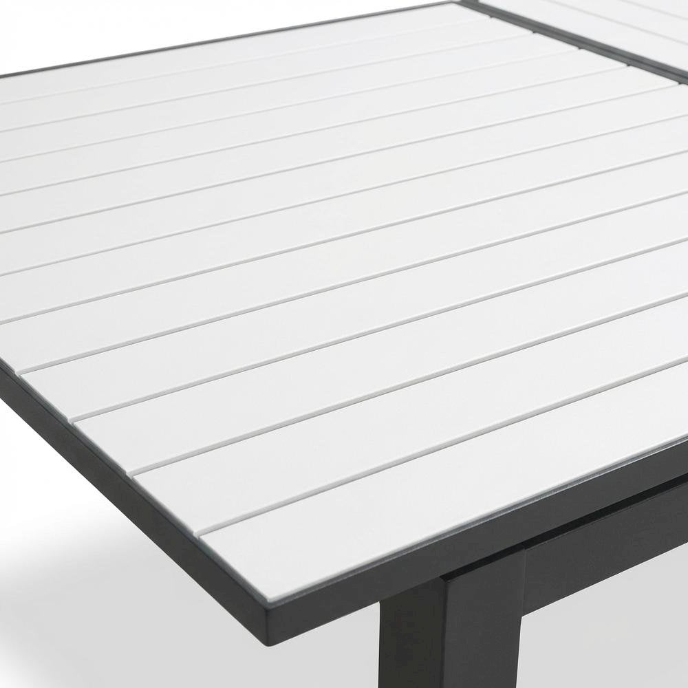 White Wood Look Patio Dining Table With Aluminum Frame And Adjustable Width