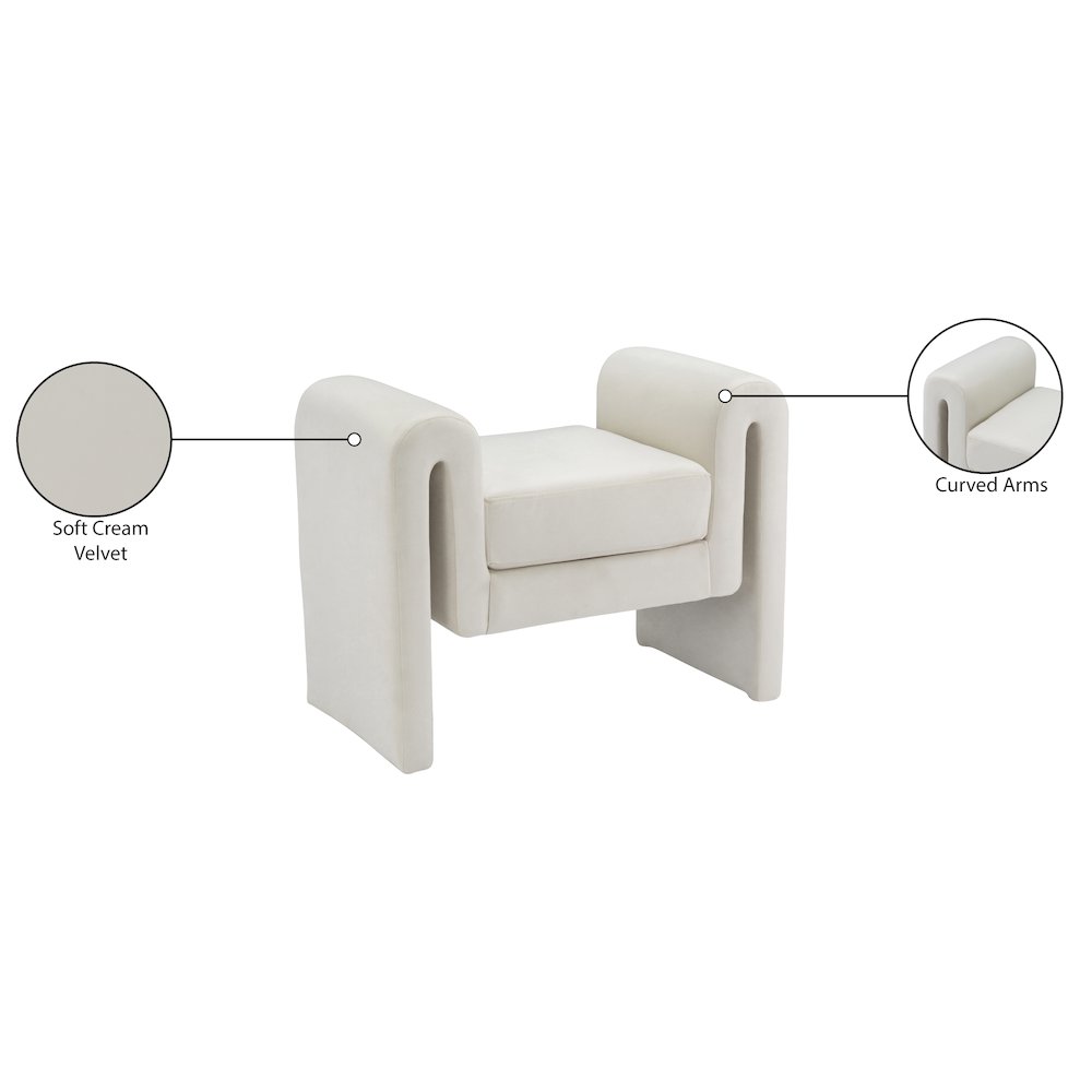 Sloan Cream Velvet Bench